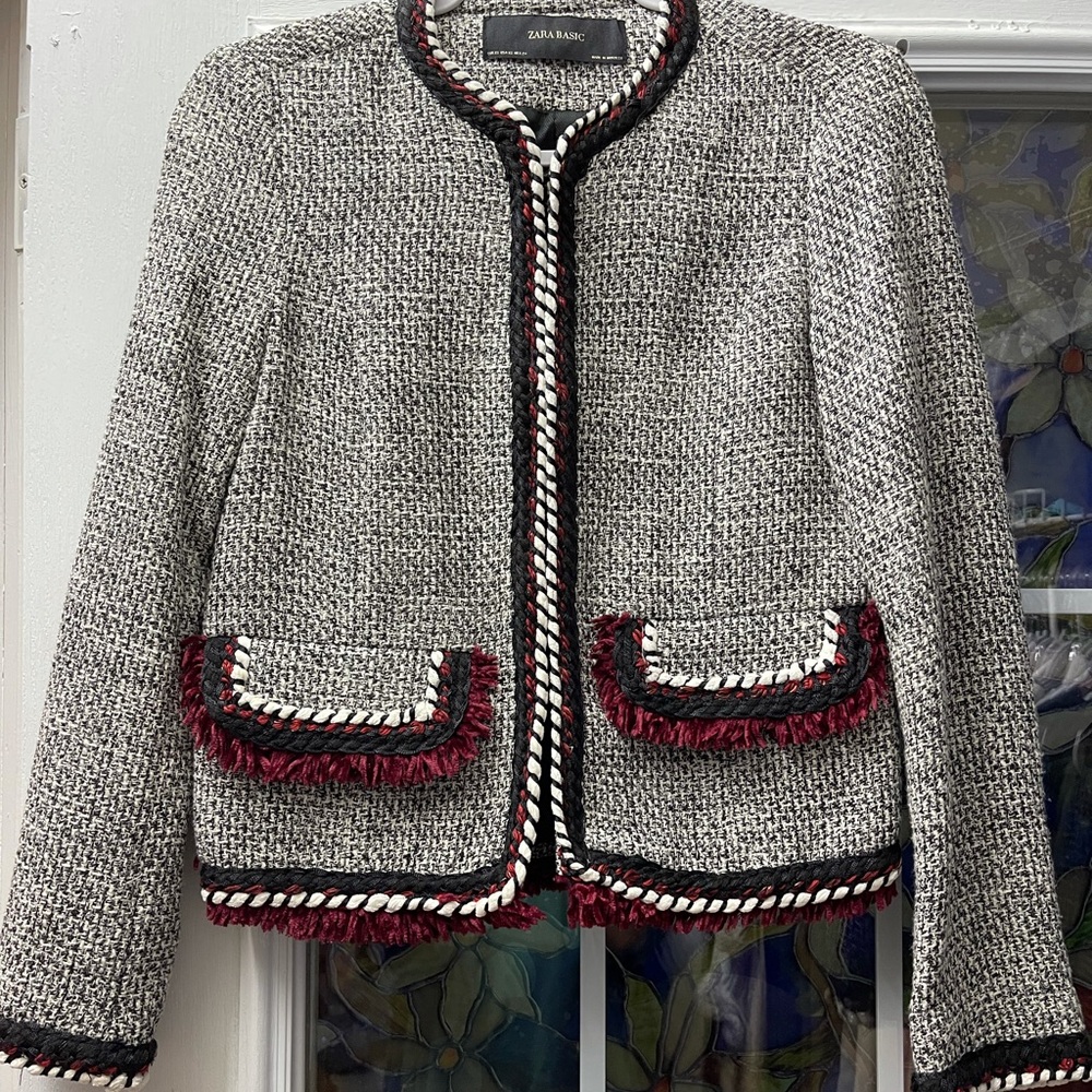 Zara Basic Tweed Jacket Size XS